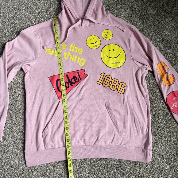 Men's Unisex Coca-Cola Hooded Graphic Pullover Sweatshirt - Pink, Size XL - Picture 4 of 5